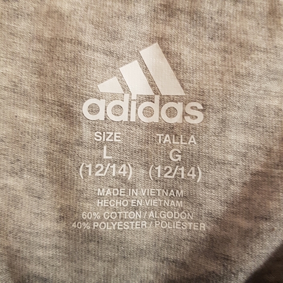 Adidas girls size Large or 12/14 gray short sleeve shirt - Picture 4 of 4